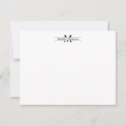 Moderne Monogramm Typografie Black Note Card Mitteilungskarte (Vorderseite)
