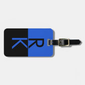 Moderne Monogramm Typografie Blau Schwarz Personal Gepäckanhänger (Vorderseite horizontal)