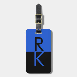 Moderne Monogramm Typografie Blau Schwarz Personal Gepäckanhänger