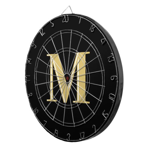 Moderne Monogramm Typografie Gold schwarz Dartscheibe (Vorderseite rechts)
