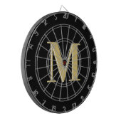 Moderne Monogramm Typografie Gold schwarz Dartscheibe (Vorderseite Links)