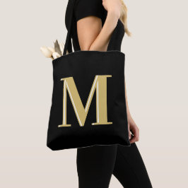 Moderne Monogramm Typografie Gold schwarz Tasche