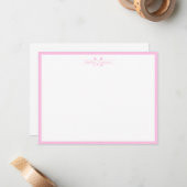 Moderne Monogramm Typografie Rosa Border Mitteilungskarte (Vorderseite/Rückseite Beispiel)