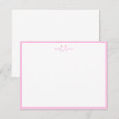 Moderne Monogramm Typografie Rosa Border Mitteilungskarte (Vorne/Hinten)