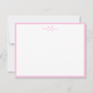 Moderne Monogramm Typografie Rosa Border Mitteilungskarte