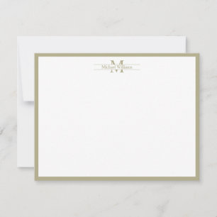 Moderne Monogramm Typografie Sage Green Border Mitteilungskarte