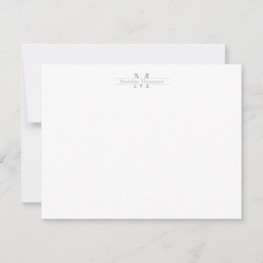 Moderne Monogramm Typografie Silver Note Card Mitteilungskarte (Vorderseite)