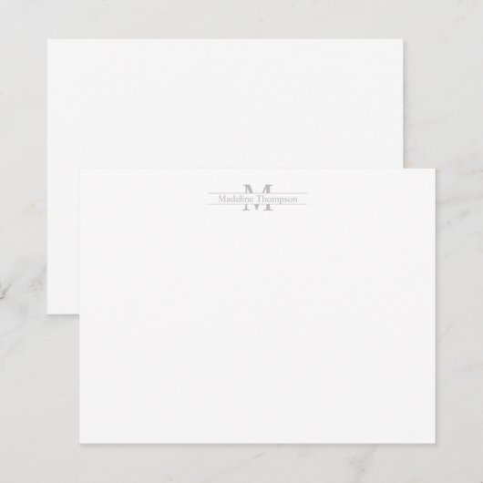 Moderne Monogramm Typografie Silver Note Card Mitteilungskarte (Vorne/Hinten)