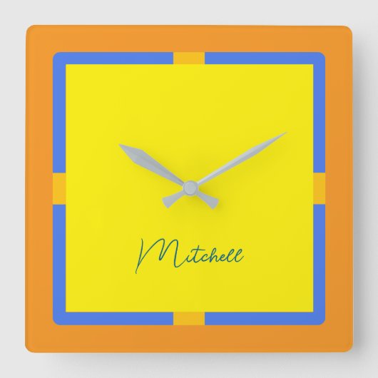 Moderne Monogramm-Uhr Quadratische Wanduhr (Vorderseite)