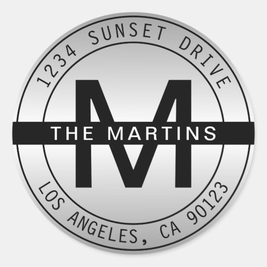 Moderne Monogramm- und Circle-Adresse | Gradient G Runder Aufkleber (Vorderseite)