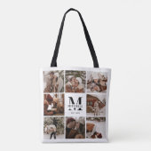 Moderne Monogramm- und FotoCollage Personalisiert Tasche (Rückseite)