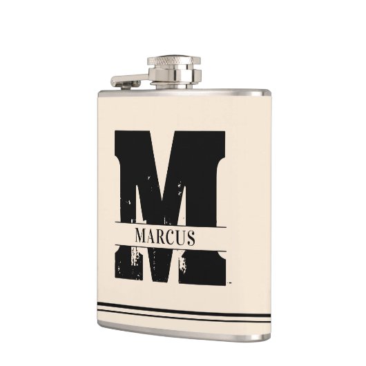 Moderne Monogramm und Name Man Flachmann (Links)