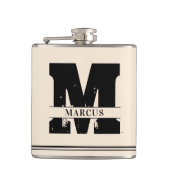 Moderne Monogramm und Name Man Flachmann (Vorderseite)
