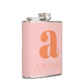 Moderne Monogramm und Name Rosa und orange Hochzei Flachmann (Rechts)