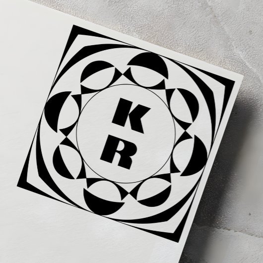 Moderne Monogramm-Vertikal-Initialen-Kunststempel Gummistempel