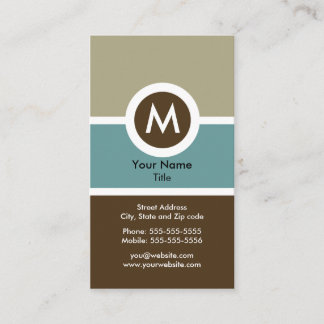 Moderne Monogramm-Visitenkarte - Blau/Brown Visitenkarte