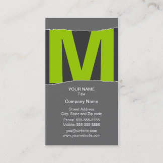 Moderne Monogramm-Visitenkarte - Grün/Grau Visitenkarte