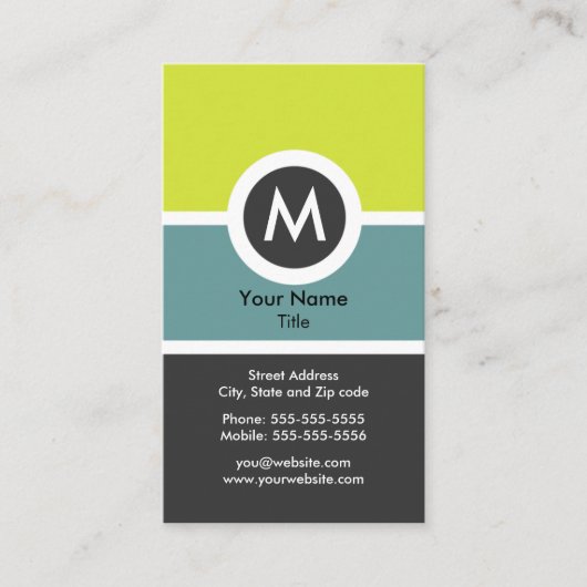 Moderne Monogramm-Visitenkarte Visitenkarte (Vorderseite)