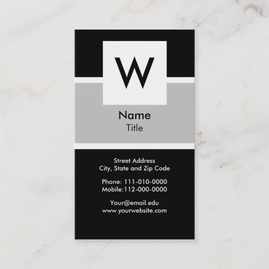 Moderne Monogramm-Visitenkarte Visitenkarte (Vorderseite)