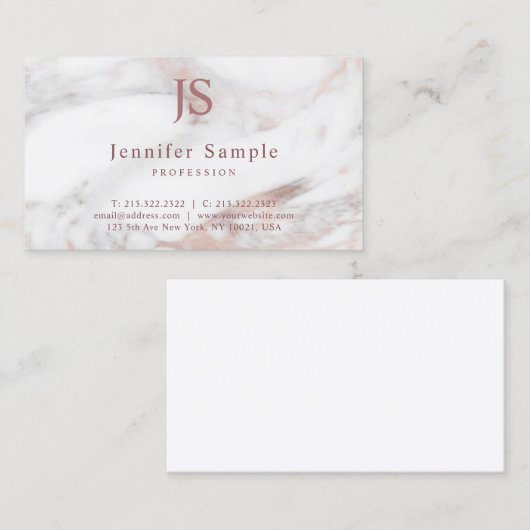 Moderne monogramm-Vorlage für einfache Rose Visitenkarte (Vorne/Hinten)