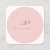 Moderne Monogramm Vorlage Rosa Rosa Weiße Elegant Quadratische Visitenkarte (Vorderseite)