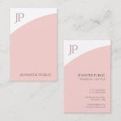 Moderne Monogramm Vorlage Rosa Rosa Weiße Elegant Visitenkarte (Vorne/Hinten)