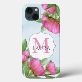 Moderne Monogramm Watercolor Pink Floral Case-Mate iPhone Hülle