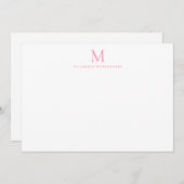 Moderne Monogramm Watermelon Pink Korrespondenz Mitteilungskarte (Vorne/Hinten)