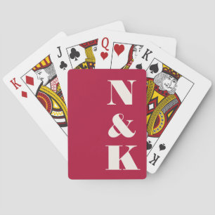 Moderne Monogramm-Weihnachten Rot Benutzerdefinier Spielkarten