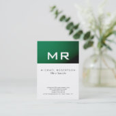 Moderne Monogramm-weiße, grüne Strickkarte Visitenkarte (Stehend Vorderseite)