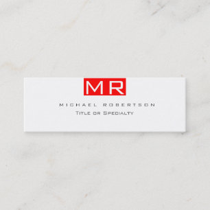 Moderne Monogramm Weiße Rote Saubere Visitenkarte