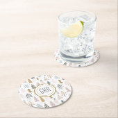 Moderne Monogramm-, Whimsikkische Winterbäume Runder Pappuntersetzer (Vor Ort)