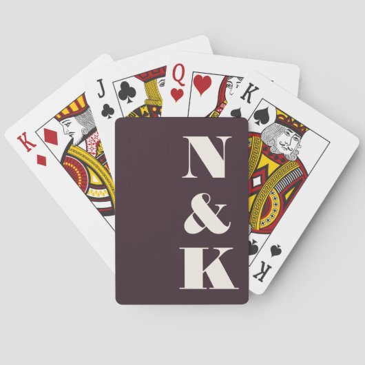 Moderne Monogramm Winterpflaume Benutzerdefinierte Spielkarten (Rückseite)