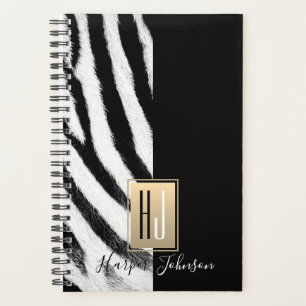 Moderne Monogramm-Zebramuster Planer
