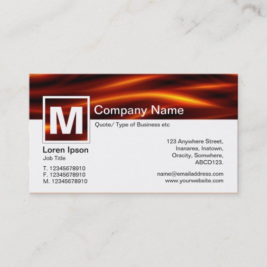 Moderne Monogramm - Zungen des Feuers Visitenkarte (Vorderseite)