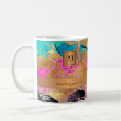 Moderne, monogrammatikalische goldfarbene abstrakt kaffeetasse (Links)
