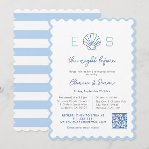 Moderne monogrammatische nautische Hochzeitsprobe  Einladung