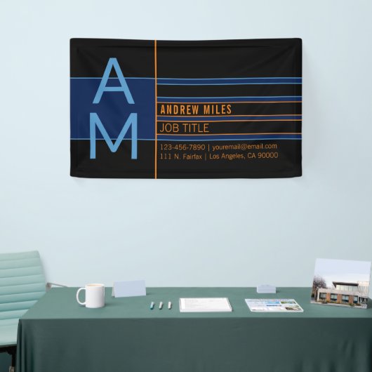 Moderne Monogramme & editierbare Formen & Farben Banner (Messeveranstaltung)