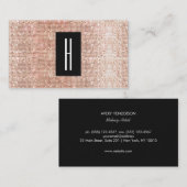 Moderne Monogramme, Imitate Rose Gold Sequenzen Visitenkarte (Vorne/Hinten)