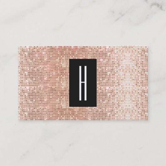 Moderne Monogramme, Imitate Rose Gold Sequenzen Visitenkarte (Vorderseite)