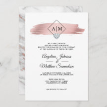 Moderne Monogramme Rose Gold Marmorherz Hochzeit