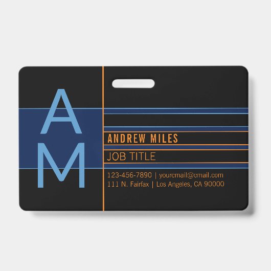 Moderne Monogramme und bearbeitbare Formen und Far Ausweis (Vorderseite)