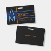 Moderne Monogramme und bearbeitbare Formen und Far Ausweis (Vorder- & Rückseite)