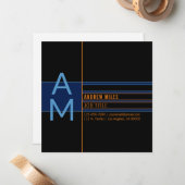 Moderne Monogramme und bearbeitbare Formen und Far Mitteilungskarte (Vorderseite/Rückseite Beispiel)