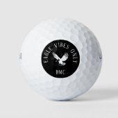 Moderne monogrammierte Adler-Zitat Schwarz und Wei Golfball (Vorderseite)
