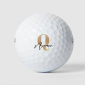 Moderne monogrammierte Anfangsbuchstabe Q & Name P Golfball (Vorderseite)
