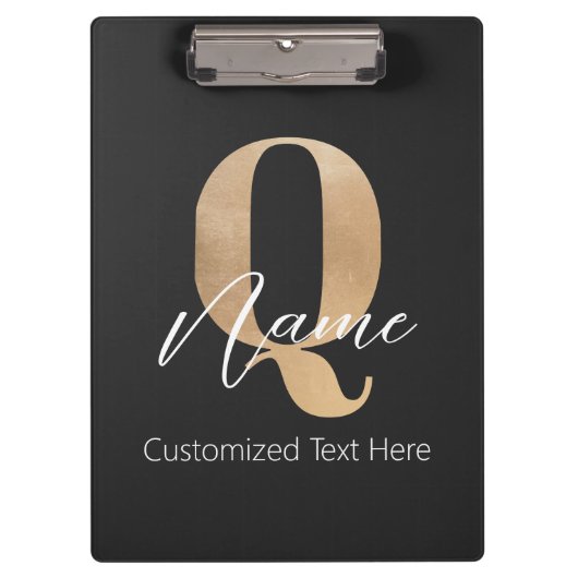 Moderne monogrammierte Anfangsbuchstabe Q & Name P Klemmbrett (Vorderseite)