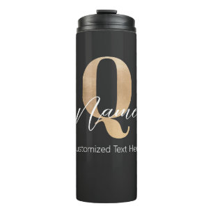 Moderne monogrammierte Anfangsbuchstabe Q & Name P Thermosbecher
