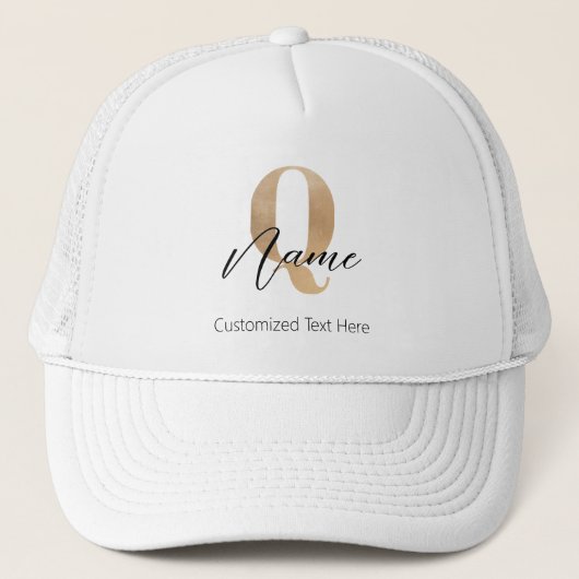 Moderne monogrammierte Anfangsbuchstabe Q & Name P Truckerkappe (Vorderseite)