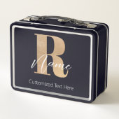 Moderne monogrammierte Anfangsbuchstabe R & Name P Metall Brotdose (Rückseite)